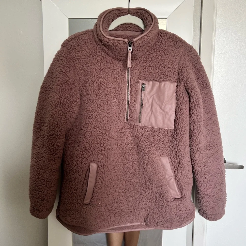 Sherpa Half-Zip Elevated Trim Sweatshirt - Picture 2 of 5